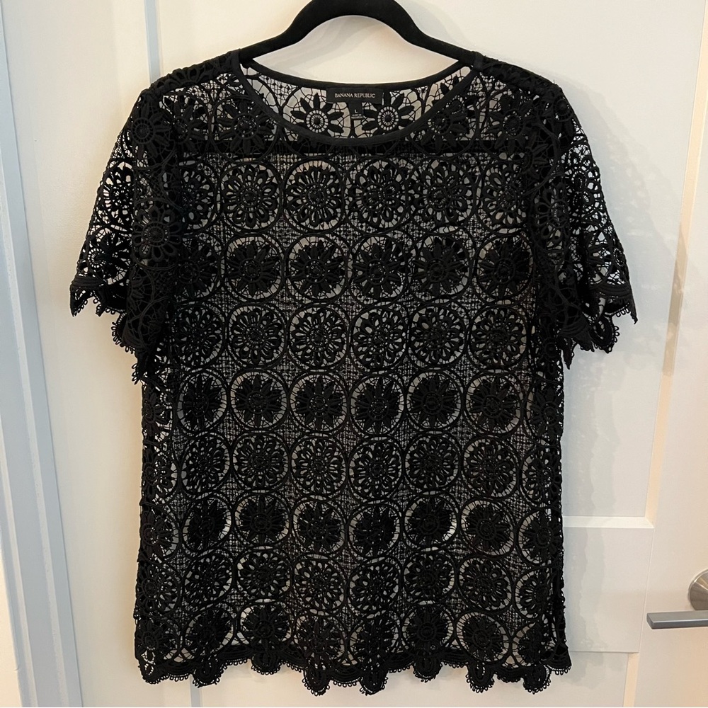 Banana Republic lace top, black, large, EUC